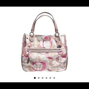COACH POPPY SIGNATURE STAMPED C HALLIE TOTE BAG